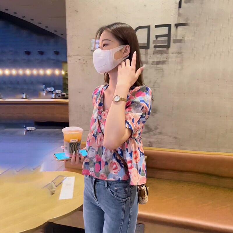 Áo Sơ Mi Ngắn Tay Họa Tiết Hoa Mẫu Mới Mùa Hè 2022 Thời Trang Cho Nữ