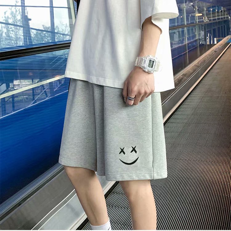 Quần Short Nam In Hình Mặt Cười Thời Trang Hàn Quốc bigsize quần đùi rộng quần đùi lưng cao quần short quần thể thao nam ngắn