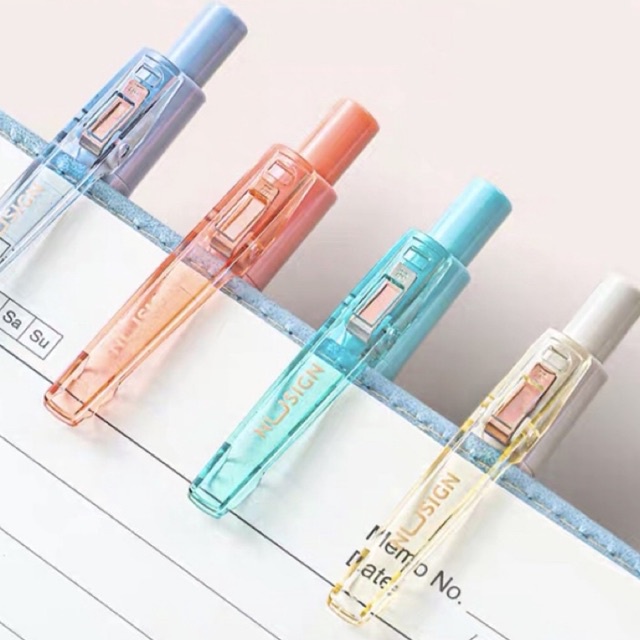 Bút bi văn phòng Deli Nusign mực gel đen cao cấp 0.5mm mực đều nét 4 màu tiêu đề sổ tay bullet journal NS568