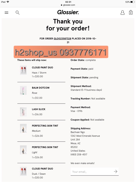 Gom order son dưỡng Glossier