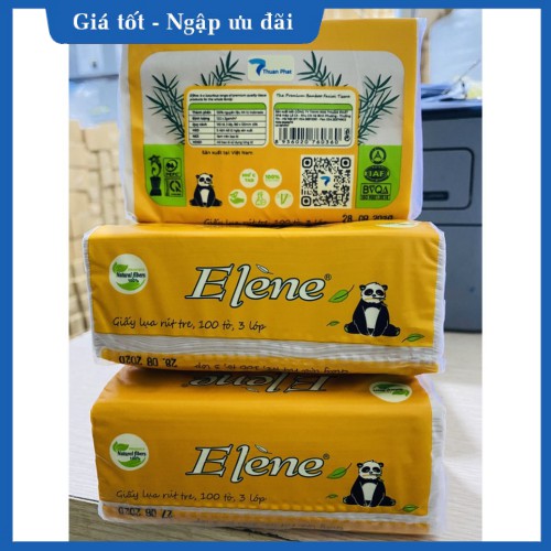 Combo 2 gói khăn giấy rút Gấu trúc Elene 100 tờ 3 lớp gấp