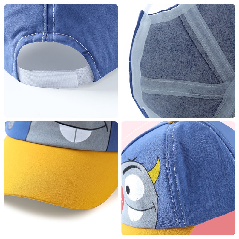 Mũ lưỡi trai chống nắng thoáng khí họa tiết hoạt hình dễ thương có thể điều chỉnh cho bé 1-4 tuổi