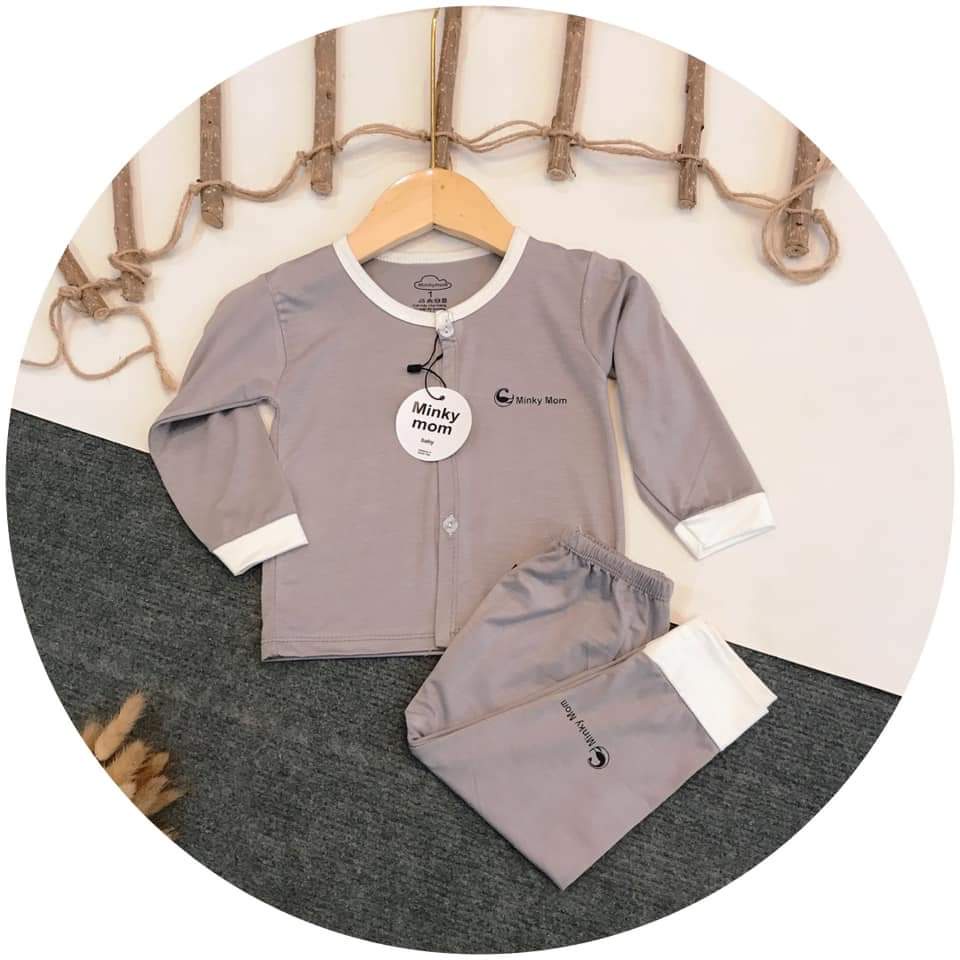 Bộ Dài Tay Minky Mom Chất THUN LẠNH Mở Cúc Phối Màu Cực đẹp Cho Bé TD-TR05