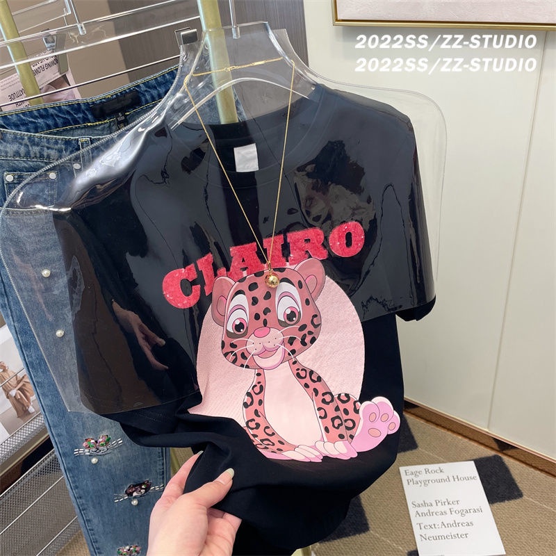 Áo Thun Tay Ngắn Cổ Tròn Dáng Rộng In Họa Tiết Chú Hổ Phong Cách Hàn Quốc Thời Trang Mùa Hè Cho Nữ