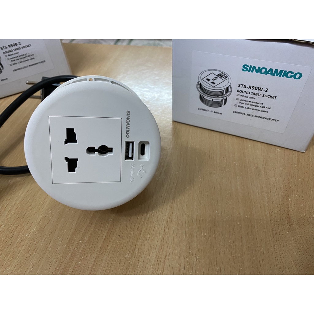 Ổ Điện âm bàn + sạc USB SINOAMIGO STS-R90 chính hãng