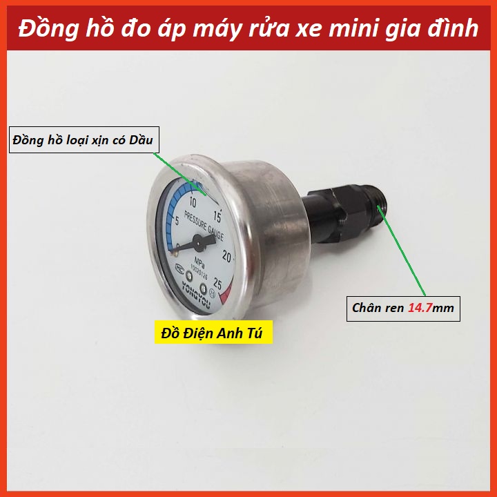 Đồng hồ áp máy rửa xe gia đình mini