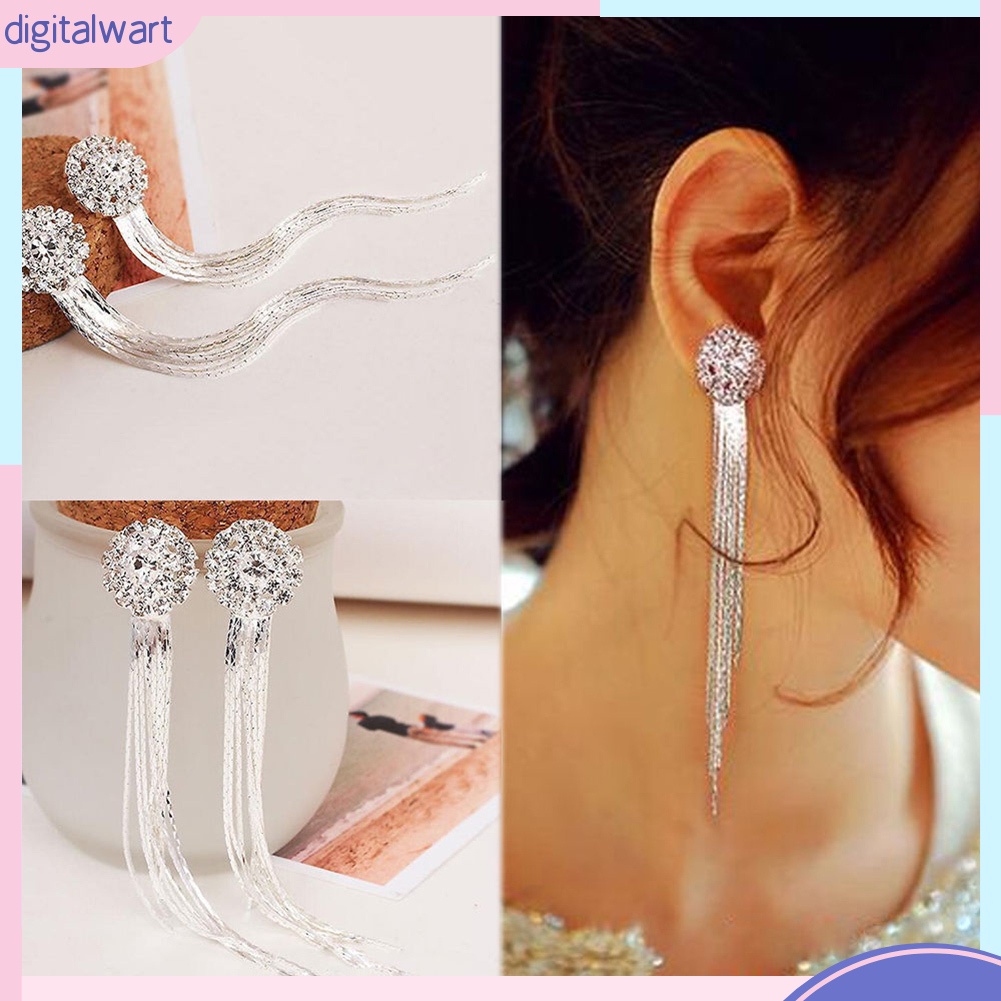 Đôi bông tai hình hoa đính đá, dáng rơi thời trang cho nữ