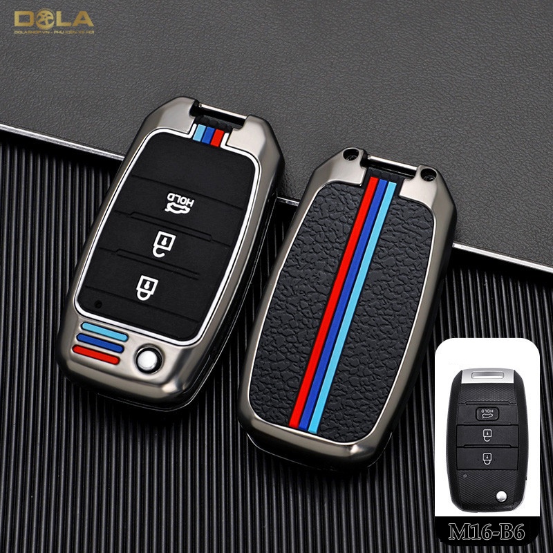 Vỏ ốp khoá xe hơi - Bọc chìa smartkey ô tô Kia Morning 2013~2015, Soluto, Rondo khoá gập - M16-B6