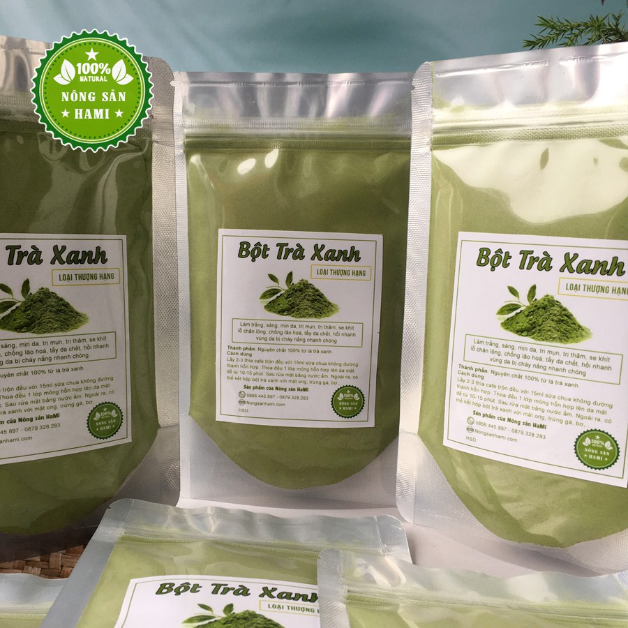 Bột trà xanh nguyên chất 100g ✴️FreeShip✴️ Bột trà xanh đắp mặt HaMi | Thế Giới Skin Care