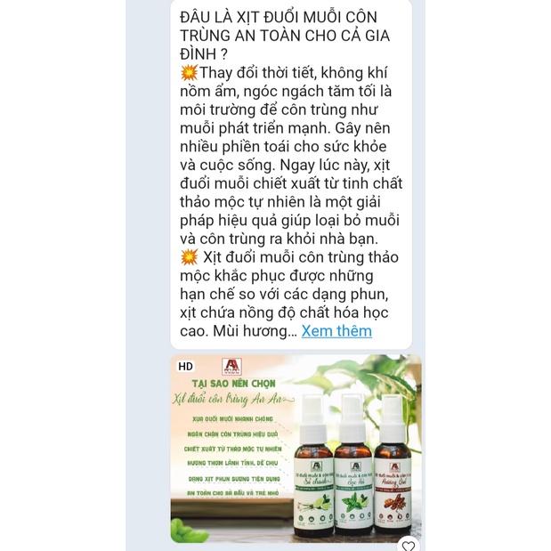 XỊT DUỔI MUỖI CÔN TRÙNG KHÔNG SỬ DỤNG HÓA CHẤT CHAI 50ML