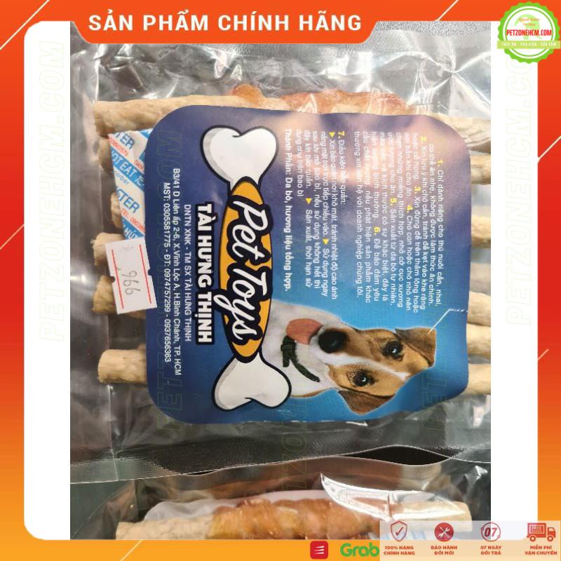 Xương gậm da bò quấn thịt 🦮 FREESHIP 🦮 Pet Snack THT MS: 966 6 cây | bánh thưởng xương gậm da bò sạch răng cho chó cún