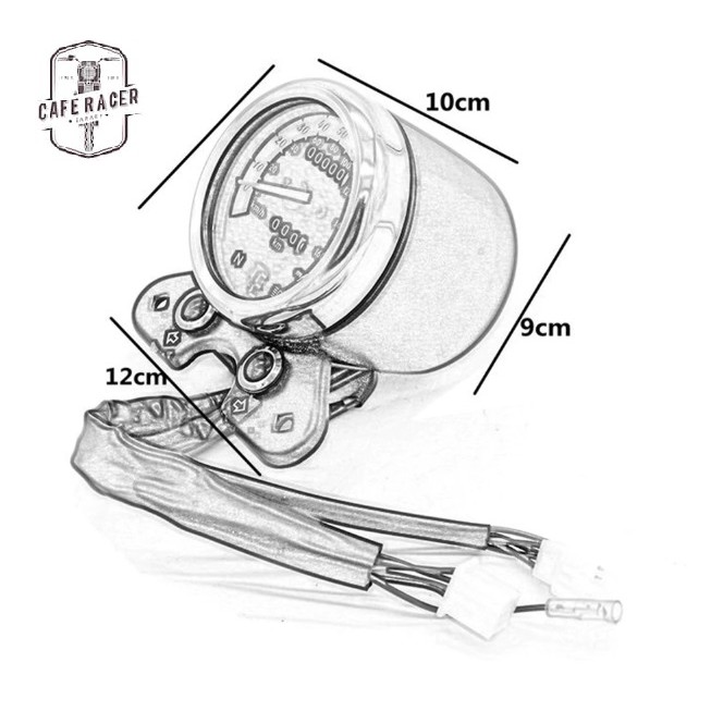 ĐỒNG HỒ XE MÁY CAFE RACER CLASSIC - Đồng Hồ độ đo Km classic loại lớn có kèm báo số cao cấp