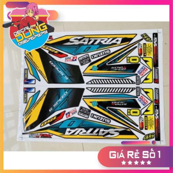 Tem xe Satria Fi xanh ngọc lục bảo dán xe đen 3 lớp cao cấp