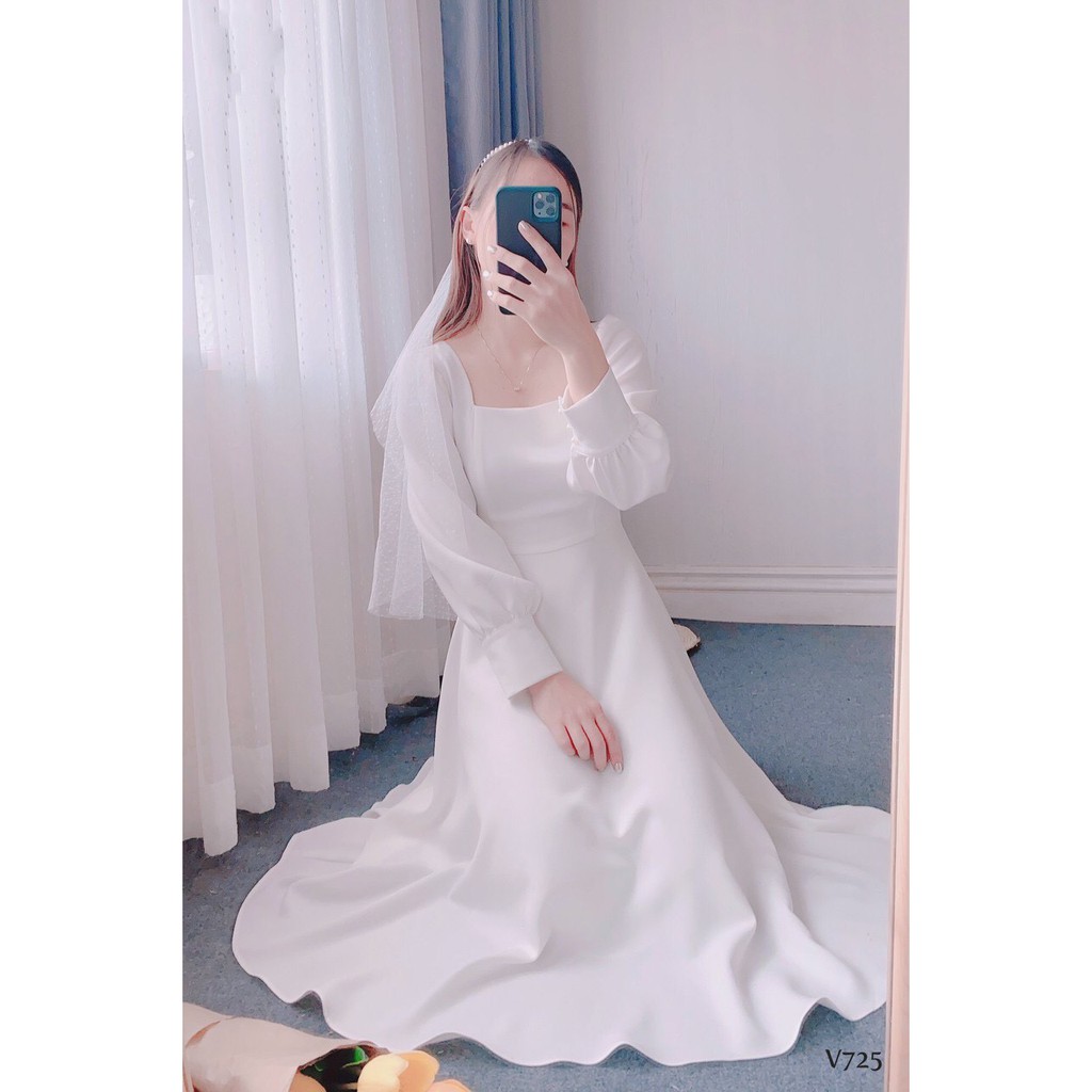 Đầm Maxi xòe Cổ U Vintage