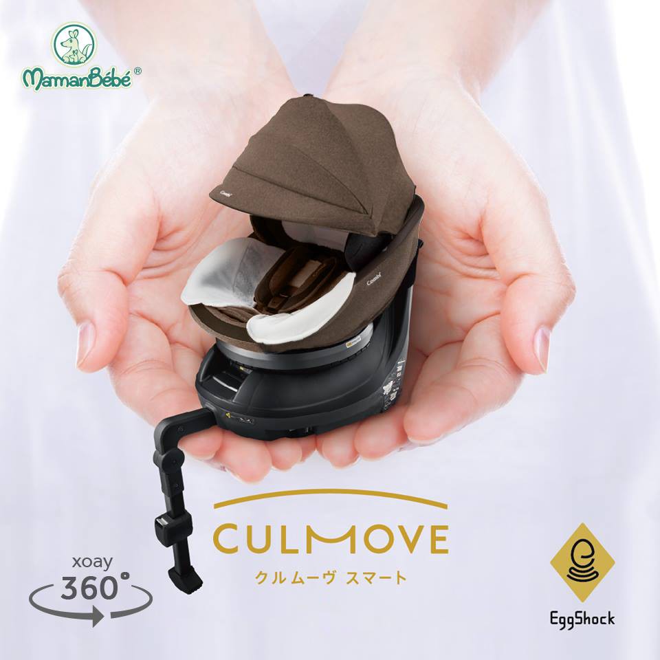 Ghế ngồi ô tô Combi Culmove xoay 360° nâu socola Combi Nhật Bản