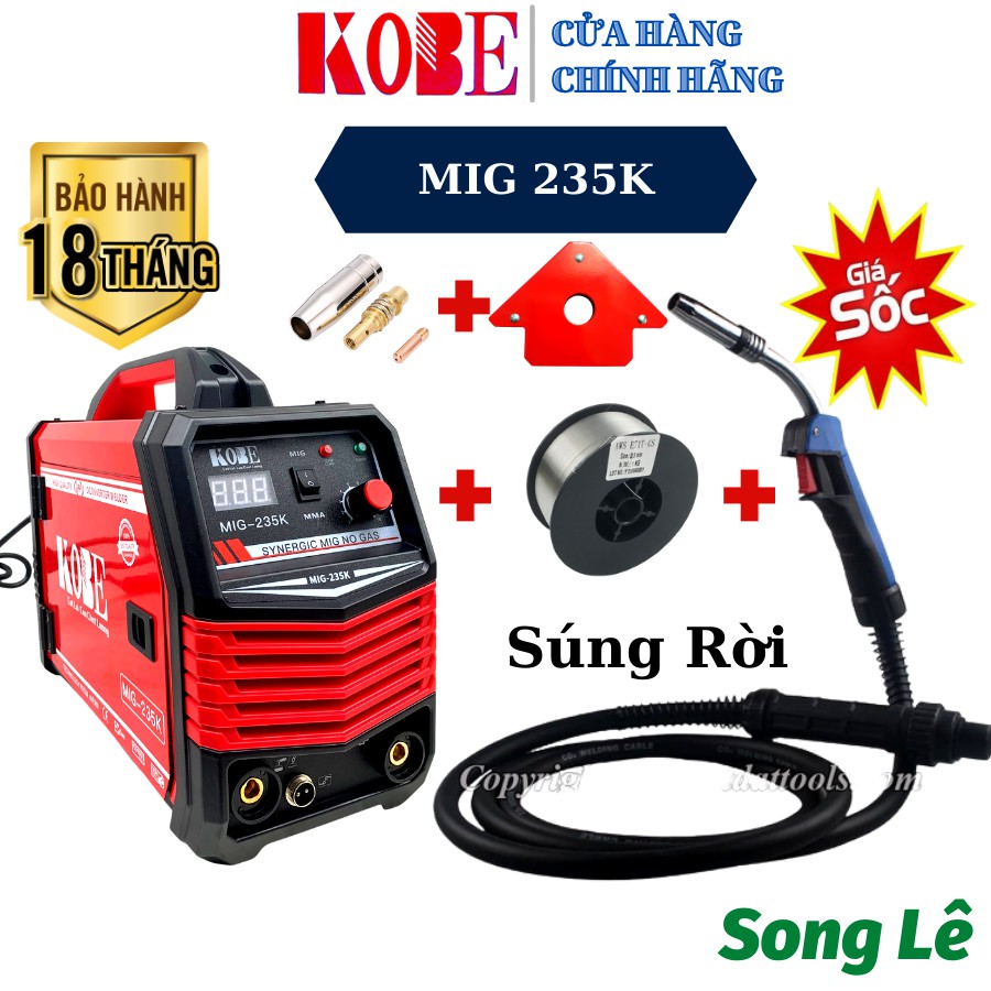 Máy hàn mig mini FUJI + KOBE 235 - Không dùng khí - 2 chức năng - Tặng Full phụ kiện