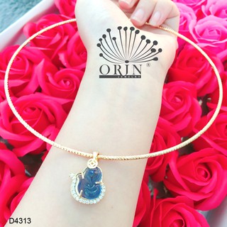 Kiềng cổ dạng nhuyễn bền màu mặt hồ ly may mắn tài lộc xanh lam đính đá thiết kế cao cấp Orin D4313