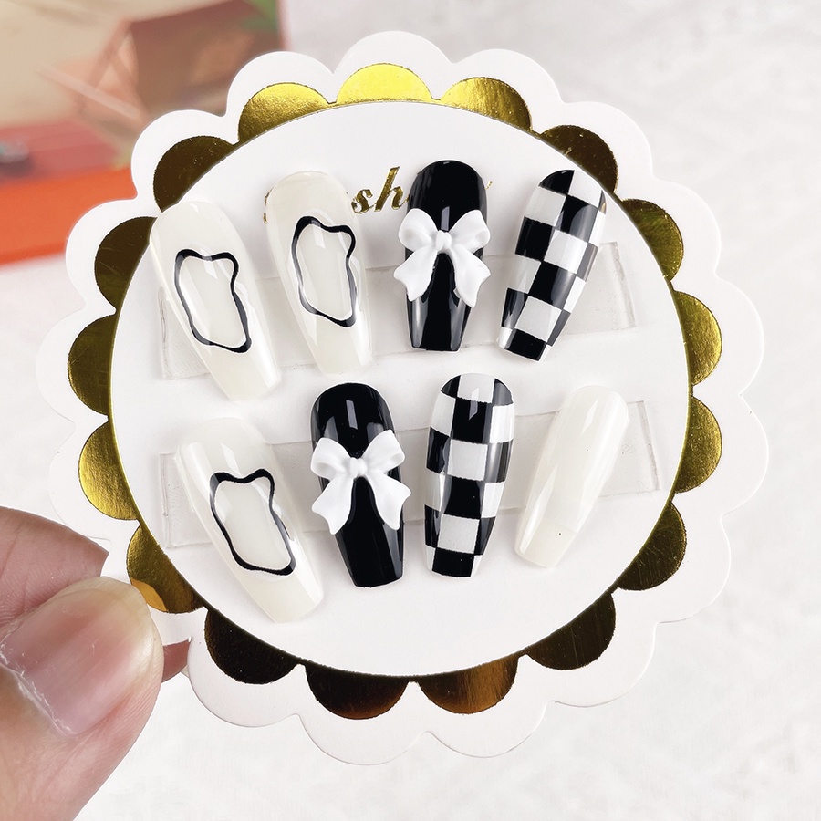 Mới✨Bộ Móng Tay Giả Ngắn Chống Nước Chống Mài Mòn Thời Trang 13191 2#