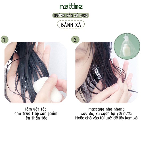 Dầu xả thiên nhiên mềm tóc dạng bánh Nattime phục hồi hư tổn chiết xuất bơ shea B5 Ecobuff