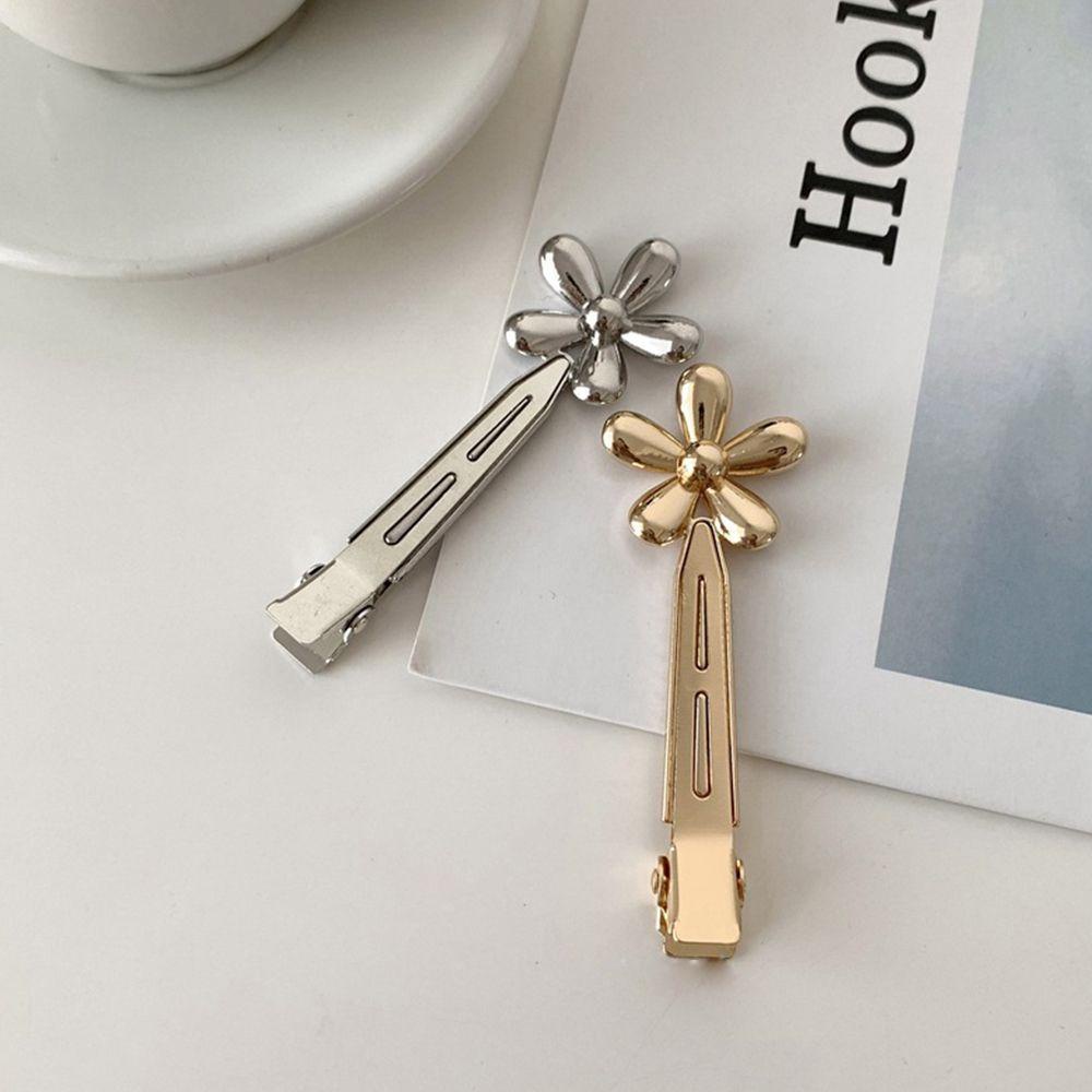 Kẹp Tóc Mỏ Vịt Bằng Kim Loại Hình Hoa WMES15H Phong Cách Hàn Quốc