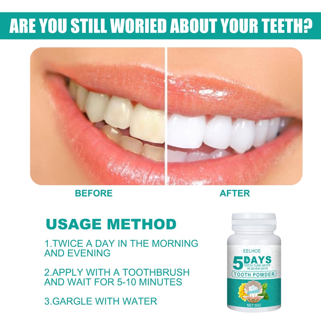 Bột tẩy trắng răng 30g / 50g / 100g chiết xuất tự nhiên làm sạch răng miệng