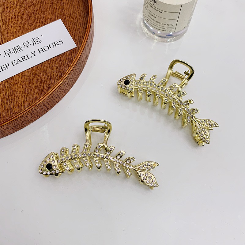 Kẹp tóc Hàn Quốc đính đá Cặp tóc càng cua kim loại xương cá hottrend thời trang cho nữ xinh sang chảnh Miituu KXC