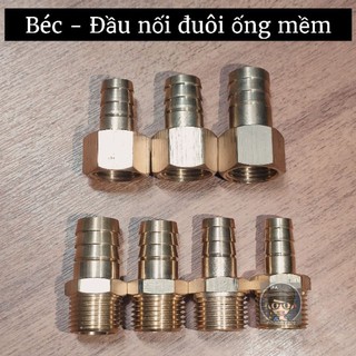 Đầu nối đuôi ống mềm, béc nhét ống mềm ren ngoài 21, ren trong 21 các cỡ 12 - 14 - 16 - 18