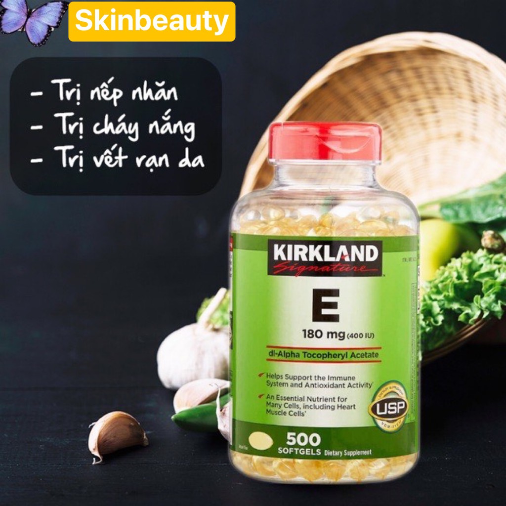 Vitamin E 400 IU 500 Viên Kirkland Của Mỹ - Đẹp Da, Làm Chậm Lão- HÀNG CHÍNH HÃNG