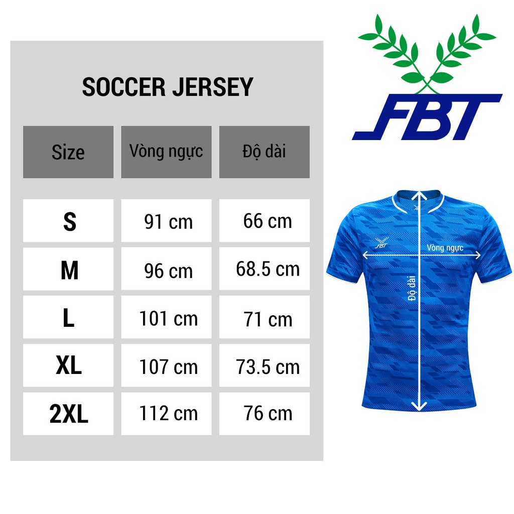 Áo bóng đá trơn chính hãng Thái Lan thương hiệu FBTSports 12-268, 4 loại màu tuỳ chọn