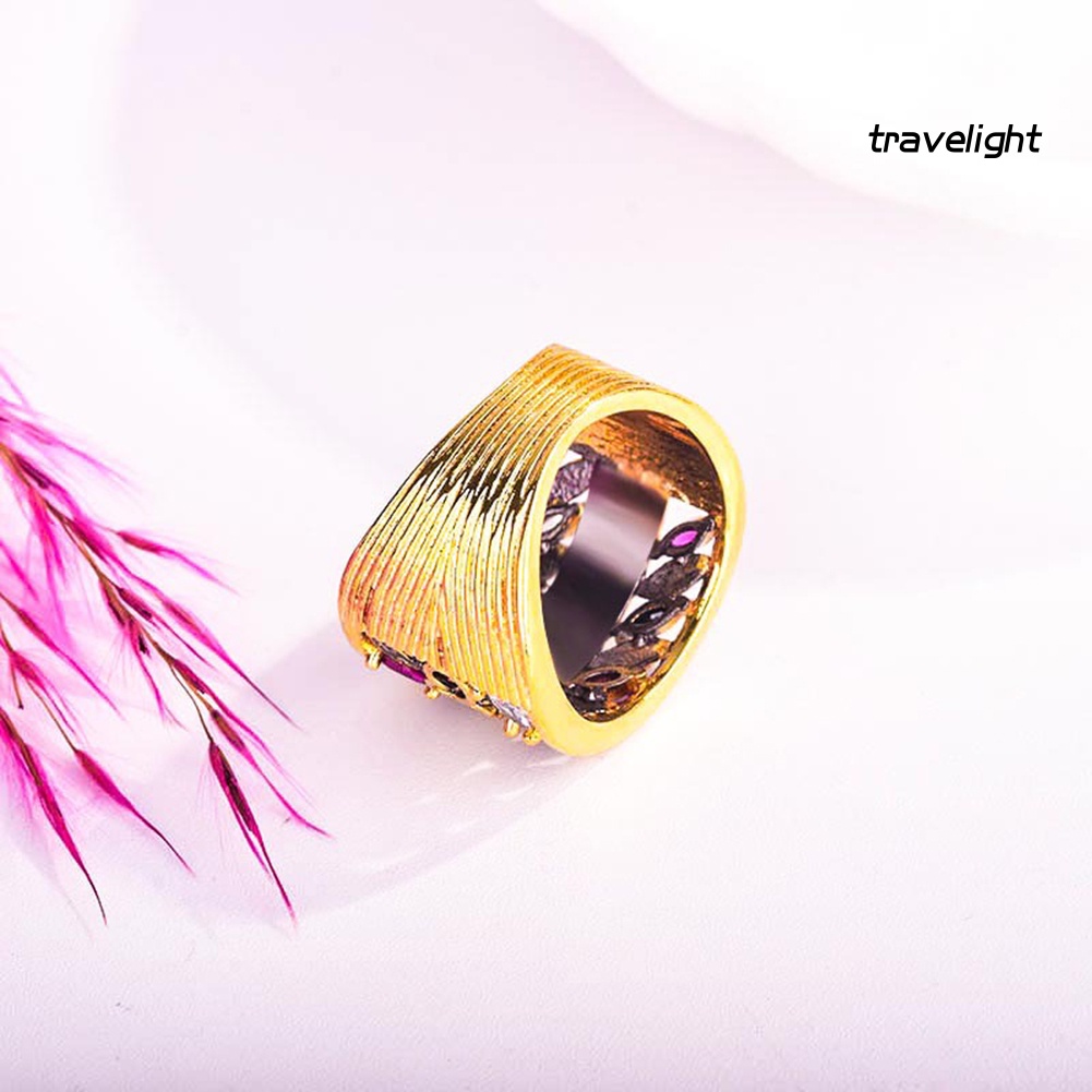 【TL】Gothic Style Luxury Multicolor Faux Gemstone Plated Engagement Ring Jewelry Gift