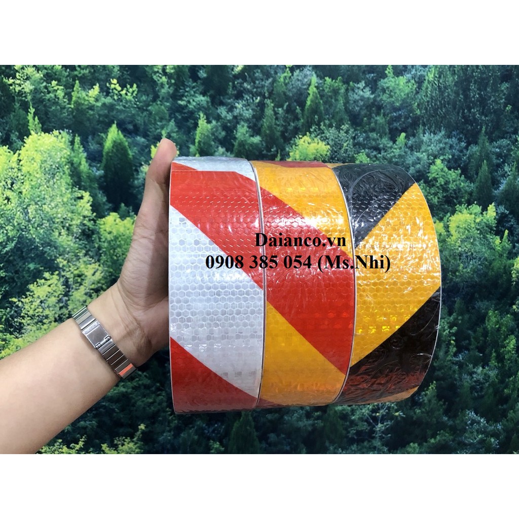 Băng keo phản quang bản 5cm hoạt tiết chéo nhiều màu lựa chọn- Hình thật