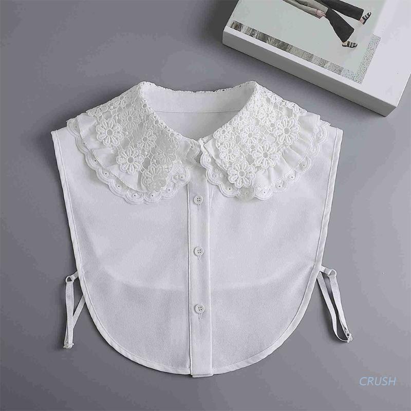 Cổ áo sơ mi giả kiểu bẻ nhiều lớp thêu hoa phong cách cổ điển cho nữ