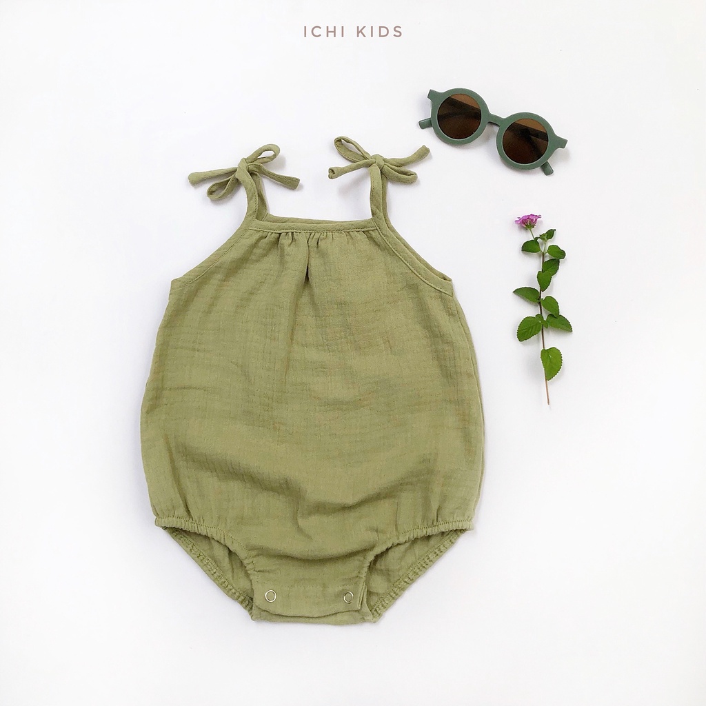 Bodysuit đồ liền thân cho bé gái sơ sinh vải xô muslin