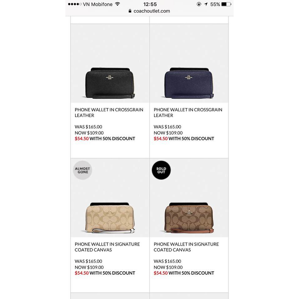 VÍ NỮ CẦM TAY COACH AUTHENTIC