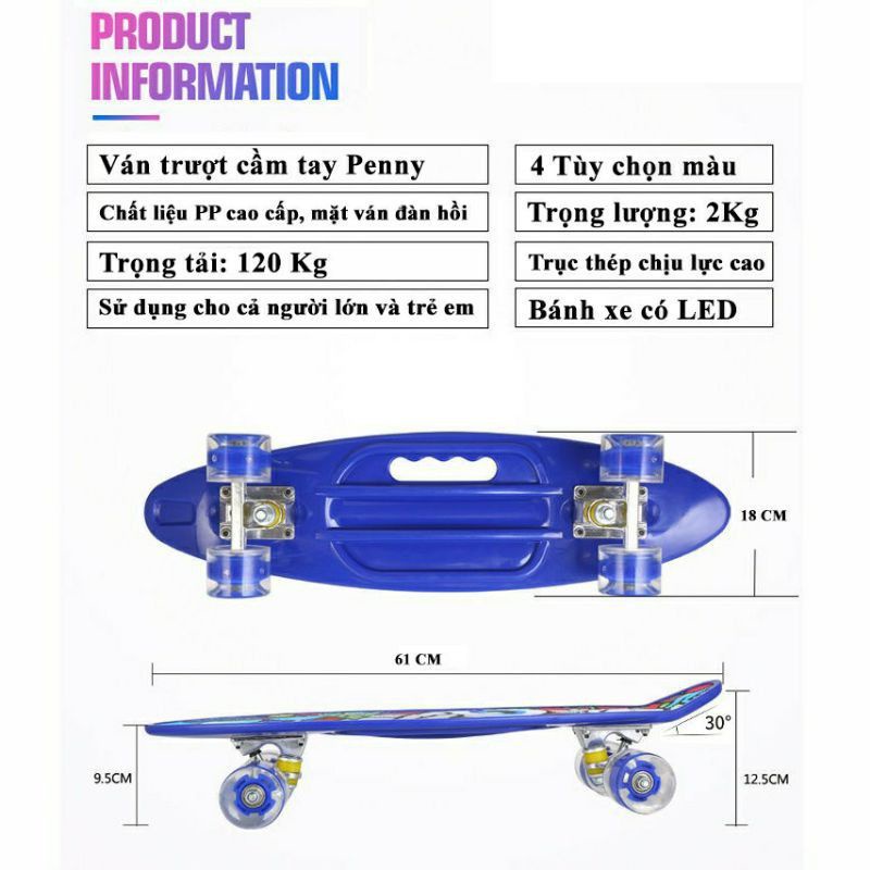 Ván trượt penny board cầm tay phù hợp cho cả trẻ em và người lớn