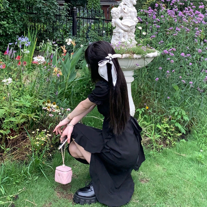 Cổ Phiếu Sẵn Sàng❣Ah F &amp; X Đầm Ren Trắng Tay Ngắn Phong Cách Cổ Điển Retro Mùa Hè