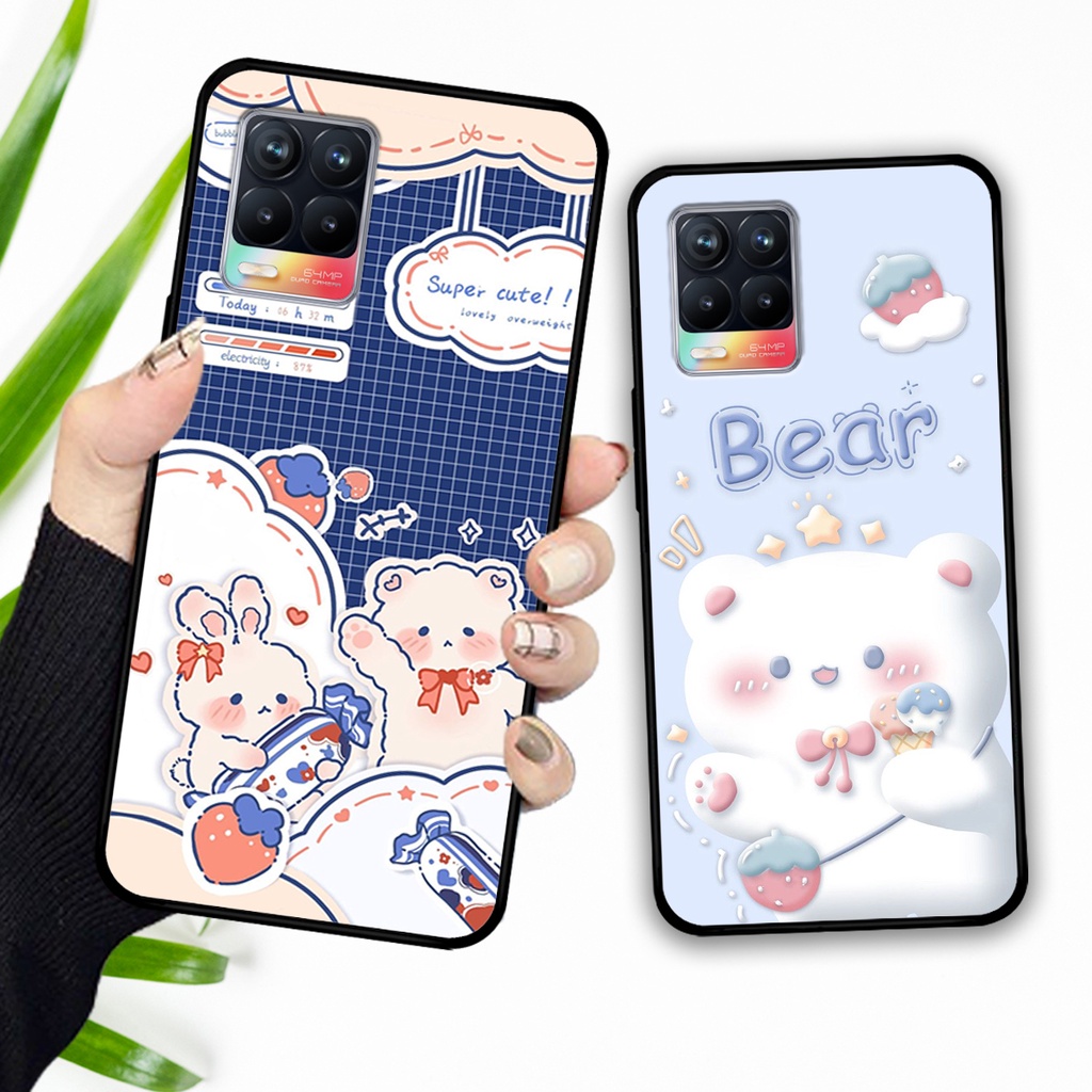 Ốp lưng Realme 8 - Realme 8 Pro in hình caro gấu thỏ dễ thương