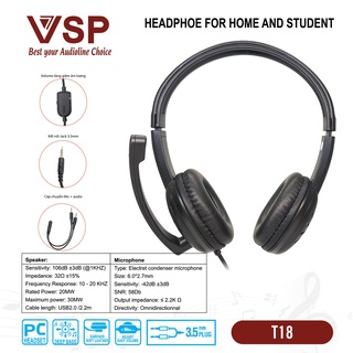 Tai nghe headphone vsp t18 có mic