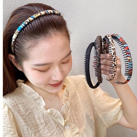 Mẫu mới trend Cài tóc vải nhựa dẻo họa tiết hoa retro có lược gọn tóc đơn giản thời trang Hàn Quốc Tatitava