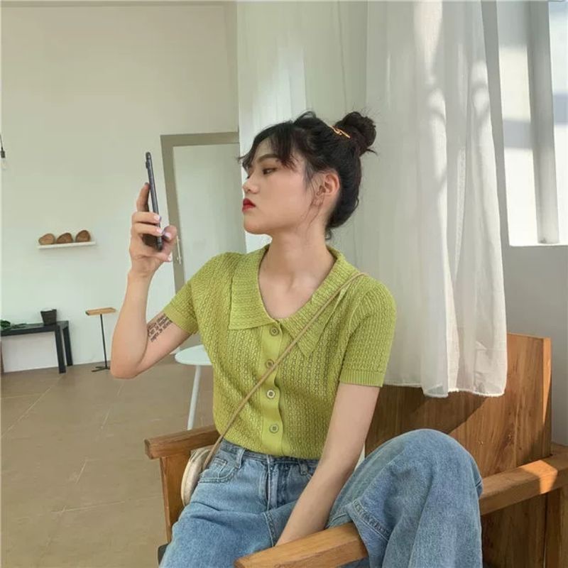 Áo thun có cổ xanh bơ DA465