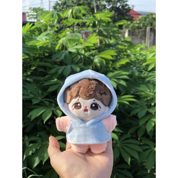 Hoodie xanh biển phối hồng pastel + quần cho doll 10cm 15cm 20cm