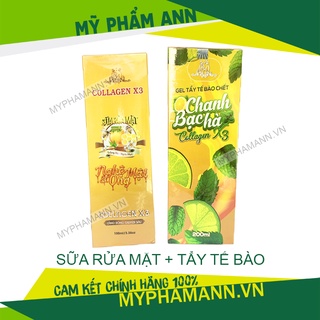 Sữa Rửa Mặt Collagen X3 và Gel Tẩy Tế Bào Colagen X3 Luxury Mỹ Phẩm Đông Anh