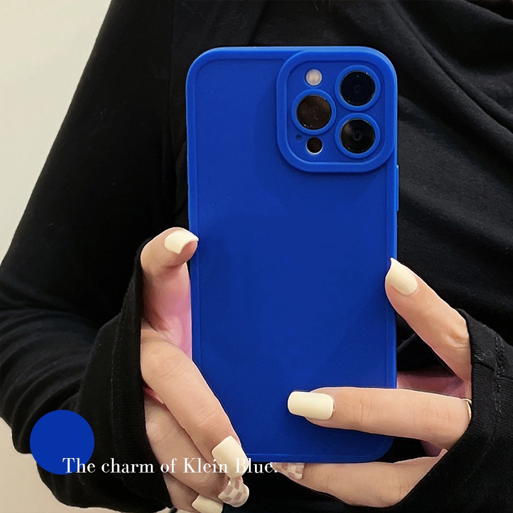 Ốp điện thoại mềm màu xanh dương Klein thích hợp cho Iphone 12 Pro 11 XS Max XR 7 8 Plus 13 Pro Max