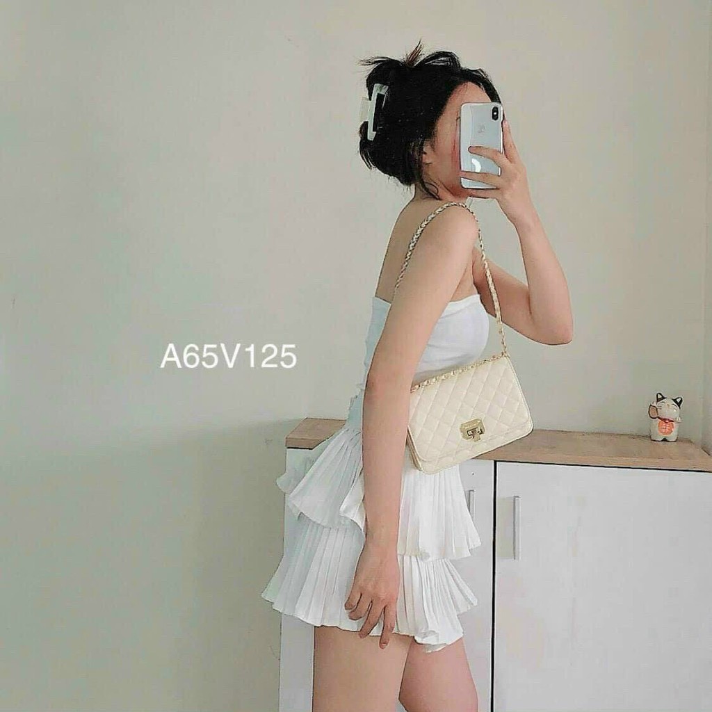Chân váy xêp ly 2 tầng trơn cực xinh  , chất tuyết mưa dày dặn ( ảnh thật )