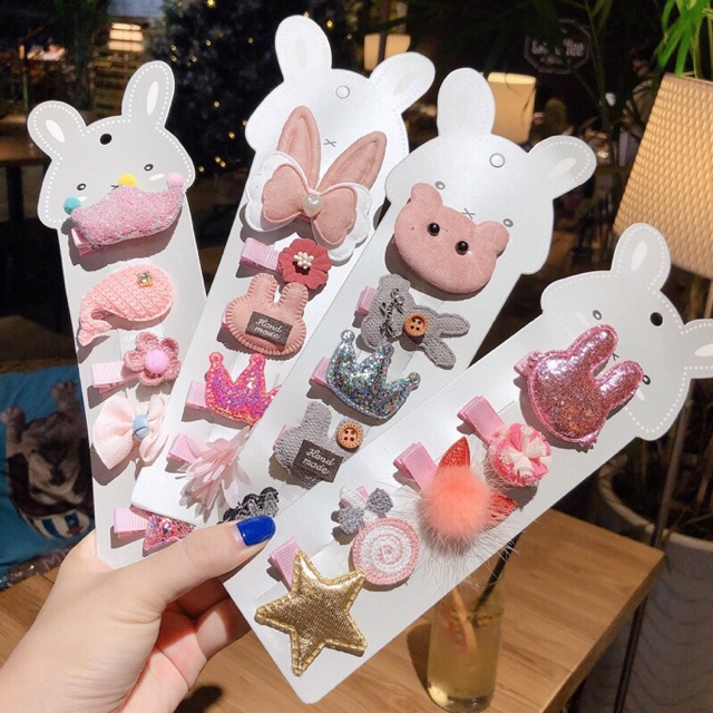 Set 5 cặp tóc hình thỏ siêu cute, nhiều hình dễ thương cho bé gái D5