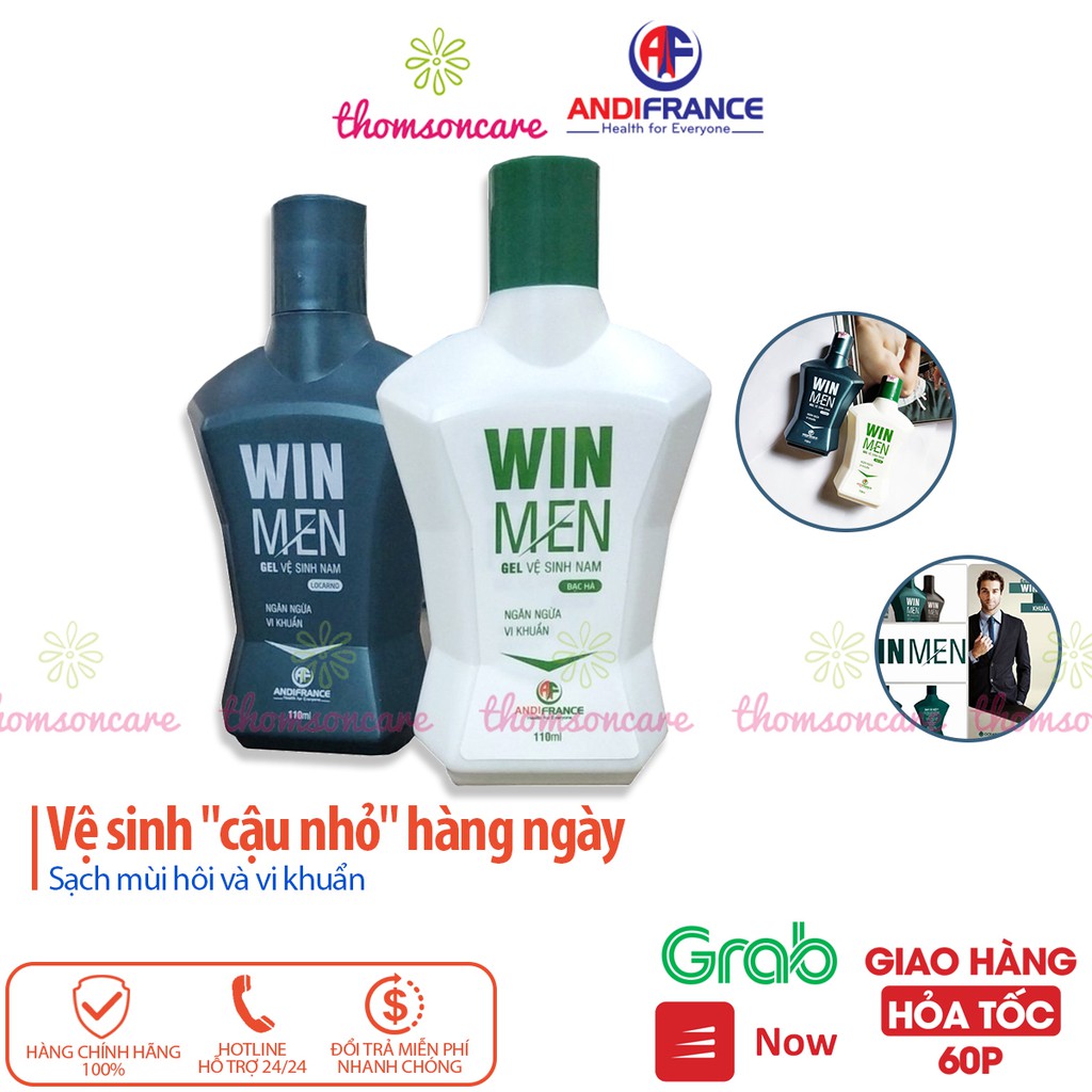 Dung dịch vệ sinh nam Winmen - vệ sinh vùng kín hương bạc hà, locarno khử mùi, Gel Win men chai 110ml