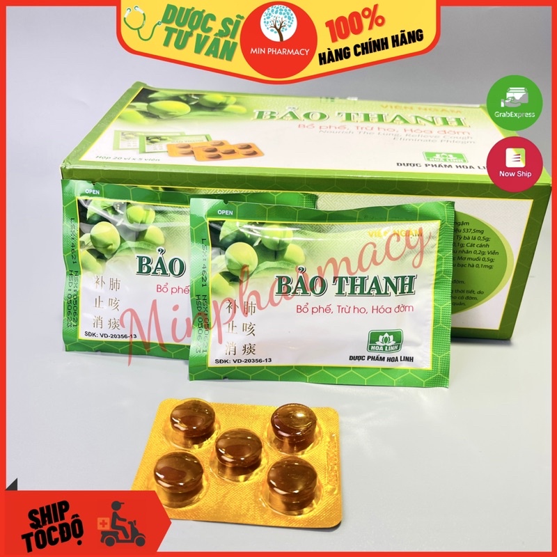 Kẹo ngậm Dược liệu BẢO THANH Giảm ho Giảm đau họng gói 5 viên - Minpharmacy