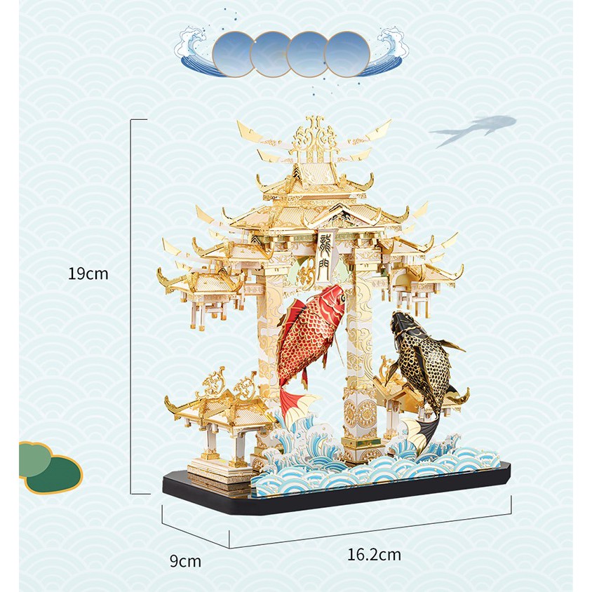 Mô hình lắp ghép kim loại 3d cá chép vượt long môn -có sẵn