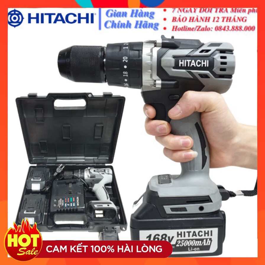 [CHÍNH HÃNG] Máy Khoan Pin Hitachi Không Chổi Than Đầu 13 ly Có Chức năng Búa Pin 168V 16000mAh - Tiết Kiệm Chi Phí - Hi