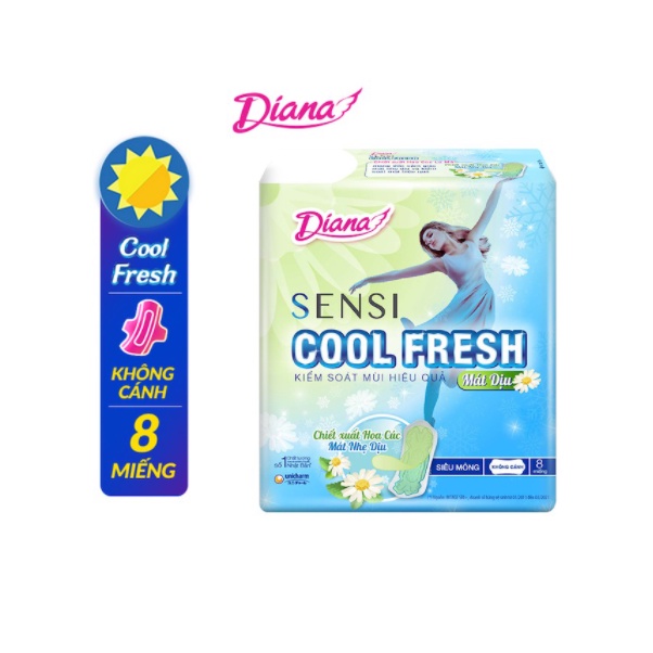 Combo 6 Gói Băng Vệ Sinh Diana Sensi Cool Fresh Mát Dịu Siêu Mỏng Không Cánh